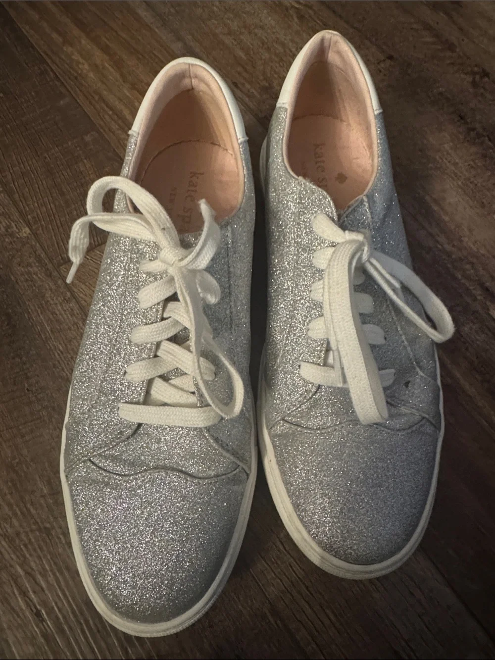 kate spade Silver Glitter Casual Lace-Up Sneakers